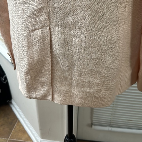 Lauren Linen-Blend Notch Lapel Single Button Lined Tailored Peach Blazer - Picture 5 of 9